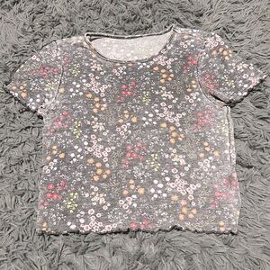 American Eagle Outfitters Gray Floral Crop Top